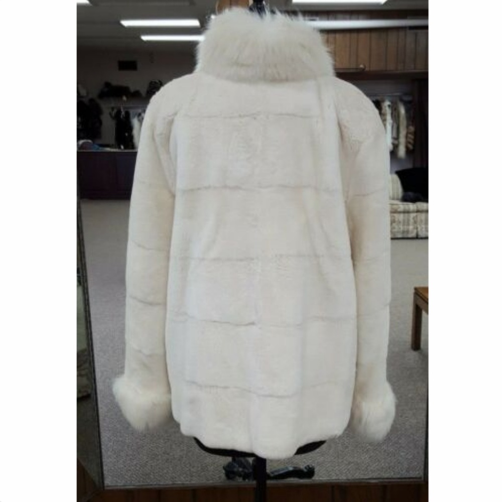 Rex Rabbit Fur Sheared Jacket with Fox Fur - Picture 5 of 8